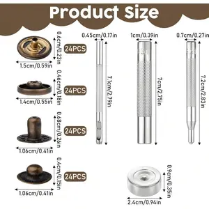 15mm Metal Snap Buttons Heavy Duty Press Studs Kit With 4 Pcs Tallation Tools Leather Snaps Buttons For Clothing Jackets Jeans Canvas Bags (Bronze)