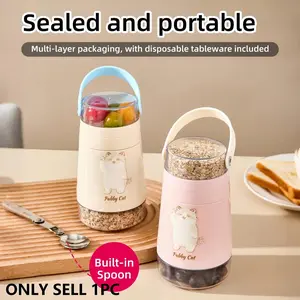 1pc Portable Cereal Cup with Yogurt Separator, Airtight Food Storage, Microwave and Dishwasher Safe, Perfect for On-The-Go and Home Use, 300ML Capacity