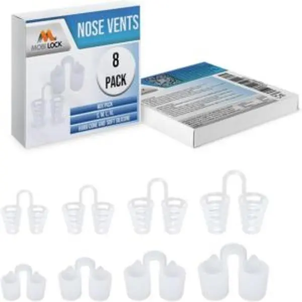 Silicone Nose Vent Sinus Relief Dilator (8 Various Sizes), Reusable Snoring Device for Nasal Snorers to Enjoy Peaceful Night Sleep, Storage