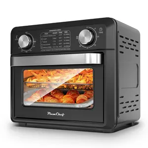 Plum Chef Compact Air Fryer Toaster Oven 11QT, 5-in-1 Countertop Oven, Air Fry, Bake, Broil, Dehydrate, Toast, for 1-2 People, 1000W, Includes Frying Basket & Baking Pan for Easy Clean, Black