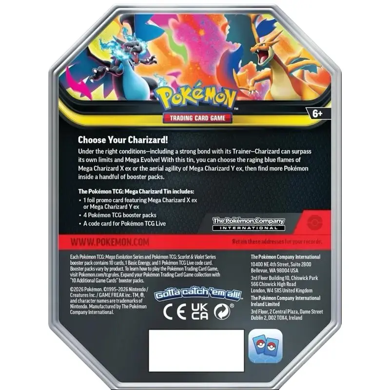 Pokemon Mega Evolution Mega Charizard X EX Tin Set [4 Booster Packs & Promo  Card] - TikTok Shop