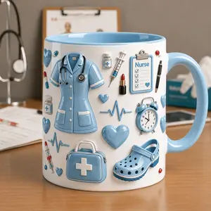 Personalized Nurse Mug 2D Printed 3D Effect Custom Name Coffee Cup Cute RN Medical Design for Nurses Healthcare Workers, Nurse Appreciation Graduation Birthday Gift Idea Coffee mugs, ceramic mugs, printed mugs, gift mugs, everyday mugs