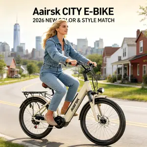 Aairsk electric bicycle, SU7, 36V13Ah, peak power 748W, lithium battery, dual suspension, removable tires, women's mountain electric bicycle 24 inches, maximum range 40 miles, 7 speeds, LED lights, display and NPC unlocking, dual disc brakes