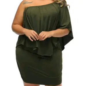 Green Layered Mini Poncho Dress