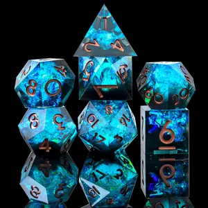 Resin Dice Set of 7 Pieces, Polyhedral Dice Set, Dragon & Dungeon Board Game Accessories, High-Quality Resin Material, Perfect for Role-Playing Games