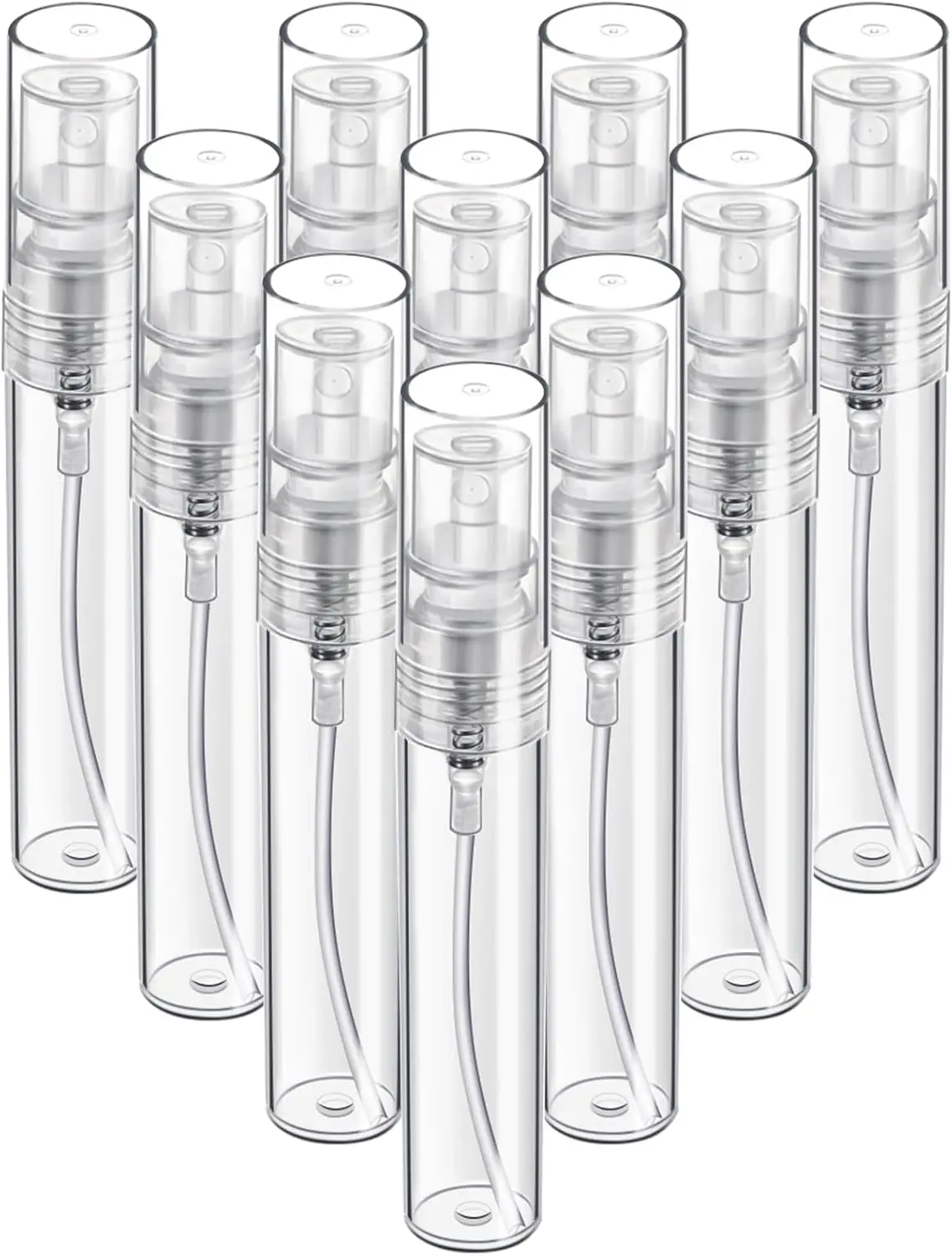 10 Pack Mini Spray Bottottles, 5 Milliliter Clear Refillable Perfume Atomizers, Fine Mist Empty Plastic Sample Containers for Travel and Everyday Use