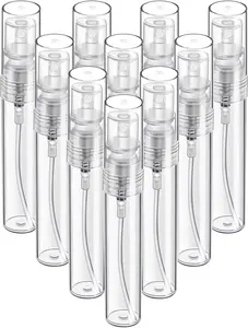10 Pack Mini Spray Bottottles, 5 Milliliter Clear Refillable Perfume Atomizers, Fine Mist Empty Plastic Sample Containers for Travel and Everyday Use