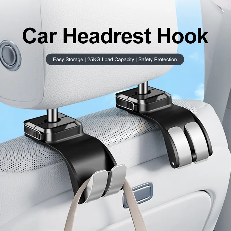2PCS Heavy Duty Car Headrest Hooks, Universal Auto Seat Organizer, Space Saving Backseat Storage for Handbags, Shopping Bags, Jackets and More