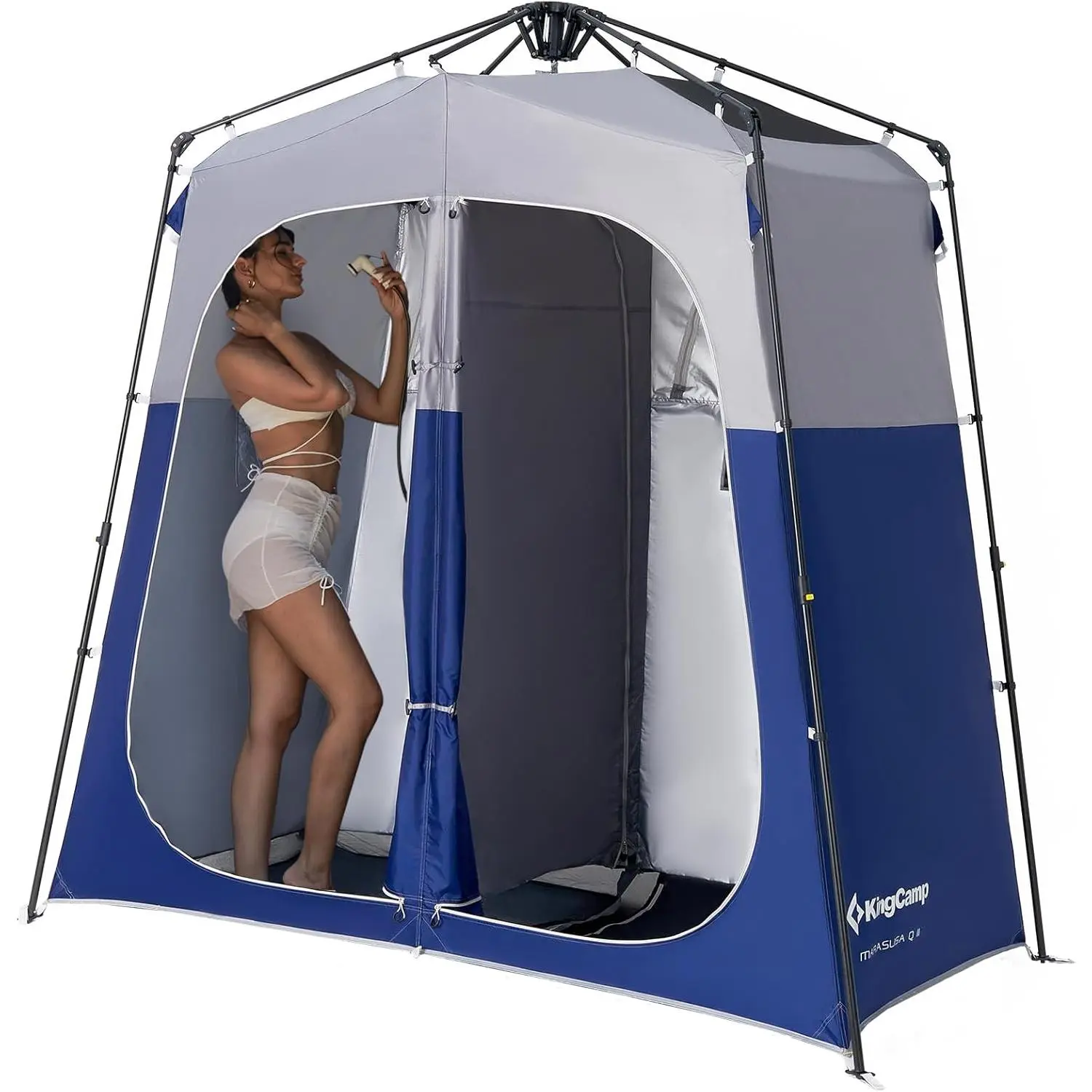 KingCamp Instant Popup Beach Tent Cabana - Portable Stable Privacy Shelter with 2 Large Rooms, Zipper, PE Floor, Mesh Windows for Airflow, Easy Setup Under 60s for Camping, Hiking, Easy Setup Tents, Instant Outdoor Tent