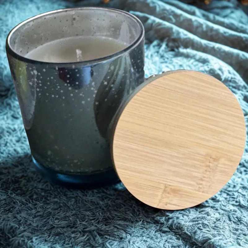 Chakra Blue Clarity 10 ounce Meditation Candle with Bamboo Lid for Relaxation and Focus