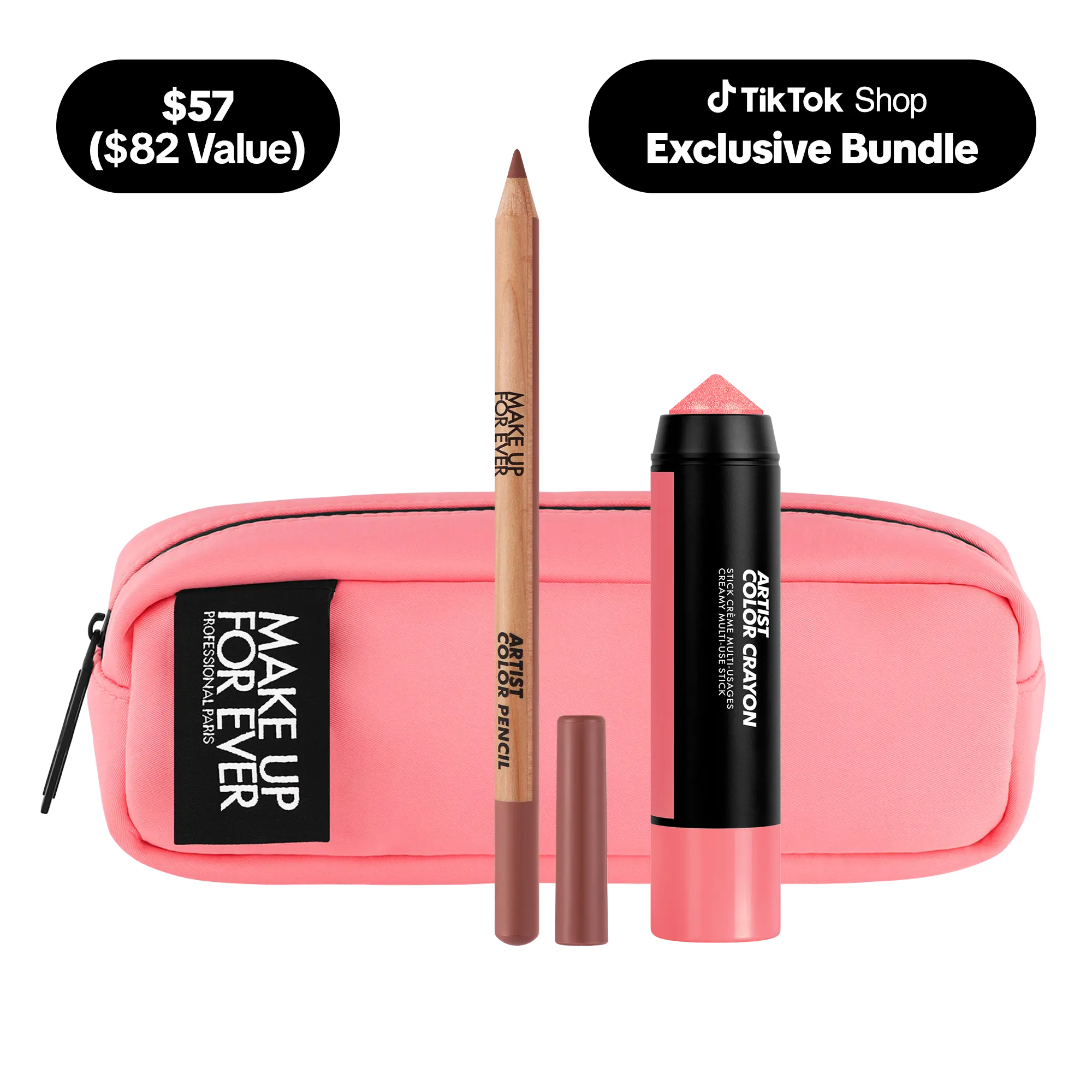 Artist Color Crayon Value Set - Only on TikTok Shop - Artist Color Crayon Multi-Use Stick + Artist Color Pencil Lip Liner + Makeup Pouch - Make Up For Ever