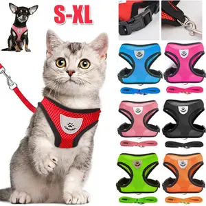 Cat Dog Harness with Leash, Adjustable Polyester Mesh Breathable Harness for Small Dogs and Cats, Reflective Style