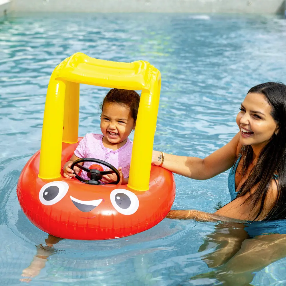 Little Tikes Cozy Coupe Junior Inflatable Baby Swimming Floater Seat (LT2710CC) - Inflatables, Toddler Pool Floaties, Infant Pool Float, B&D Group, 0-3 Years Unisex, Canopy, Safety Seat, Steering Wheel, Interactive for Development, Water Fun