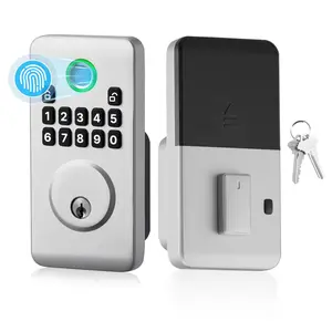 Fingerprint Door Lock Electronic Biometric Deadbolt with Easy-Grip Design, Auto Locking, One-Time Code, Anti-Peek Password Protection, Keyless Entry for Home and Apartment Security, Silver Finish, Easy Installation