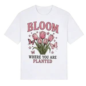 Live Exclustve 2 |     Bloom Where You Are Planted Graphic Tee Pink Tulip Floral Shirt Inspirational Boutique T-Shirt Soft Girl Spring Aesthetic Tee