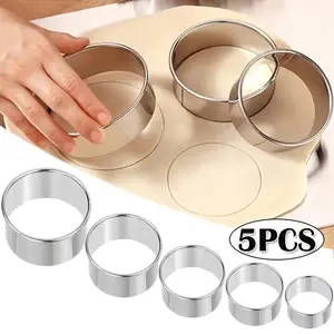 [Dumpling Mold Set] 5pcs Stainless Steel Round Dumpling Mold Set - Perfect for making dumplings, dough wrappers, cookies, and biscuits in the kitchen, Best for Christmas, Perfect for Thanksgiving