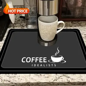 Coffee Bar Mat Absorbent Coffee Countertop Mat Rubber Backed Non-Slip Coffee Placemat Hide Stain Coffee Pot Mat Dish Drying Mat Coffee Station Accessories Trendy Viral Gift for Coffee Lovers