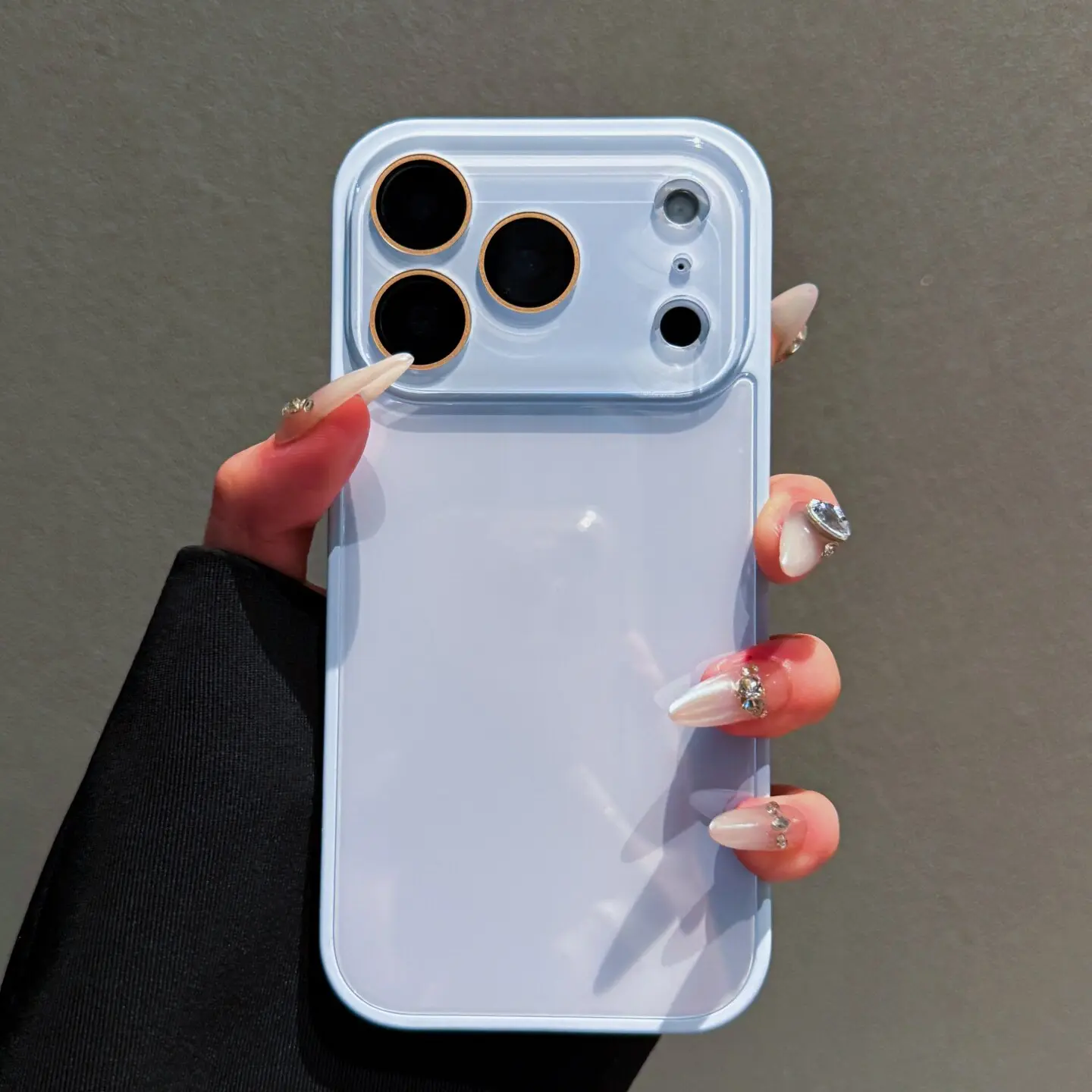 Light Blue Glossy Clear Phone Case, Skin-Feel Soft TPU Bumper & Hard PC Back, Full Lens Protection, Cute Minimalist Pink & White, Compatible with iPhone 17/16/15/14/13/12/11 Pro Max Plus Air 17E 16E Mini