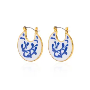 Ceramic Jewelry Blue and White Porcelain Earrings Simple Antique Earrings-Elegant and Timeless Jewelry Works