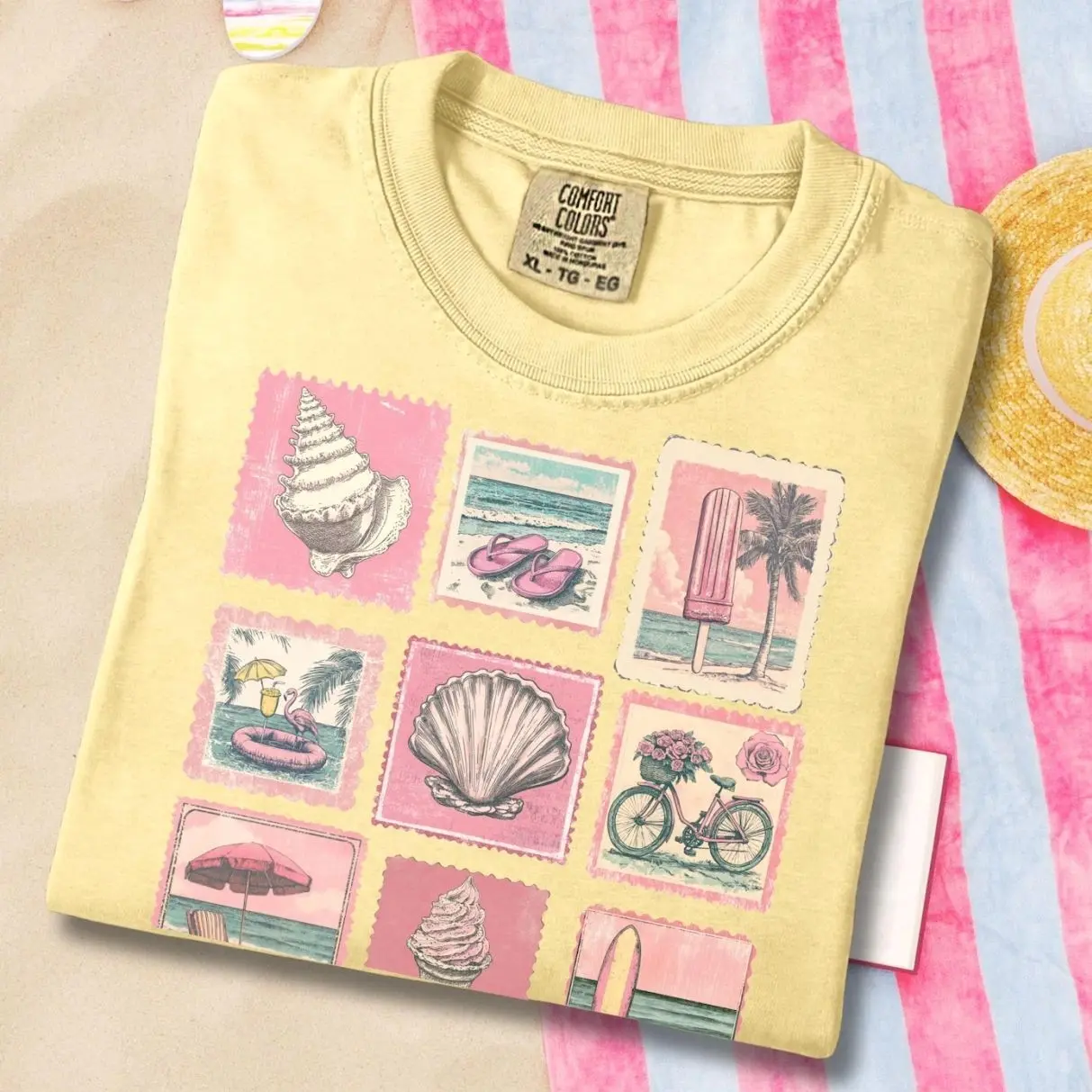 Vintage Beach Summer Vacation Shirt, Coastal Beach Apparel, Beachy Tee, Vintage Stamp Shirt for Women, Cute Summer Clothes, Sea Lovers Shirt