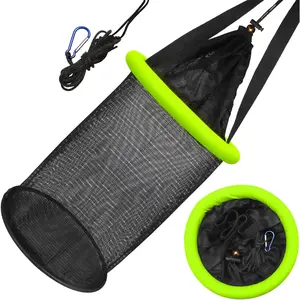 Floating Fishing Basket, Collapsible Fishing Net Portable Nylon-mesh | Coated Nylon Net Bait Storage Cage for Keeping Crayfish Minnows Leaches and Other Live Baits