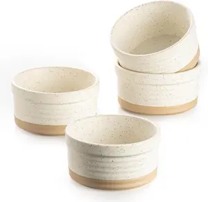 8 oz Oven Safe Porcelain Creme Brulee Ramekins Pudding Custard Cups Small Ceramic Souffle Dishes Baking Bowls Set of 4 (Arctic White)