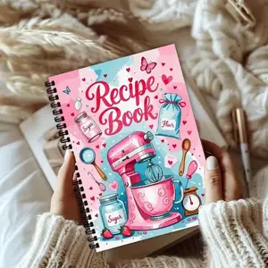 Baking Recipe Coil Notebook Rustic Cute Style 100 Pages Lay-Flat Writing for Home Bakers and Kitchen Lovers