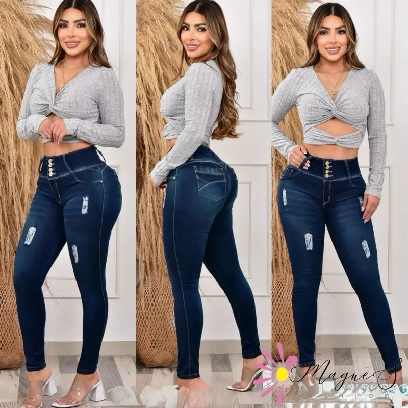 J117-006-100% Colombian Jean - Women's Casual Bottoms for Streetwear Style, Comfortable Design, Available in Various Colors - Pants, Denim, Basic, Womenswear,