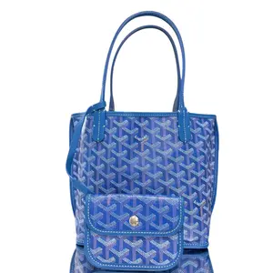 Pre-owned Goyard Coated Canvas Tote Bags Mini Anjou Reversible Tote Bag in Sky Blue