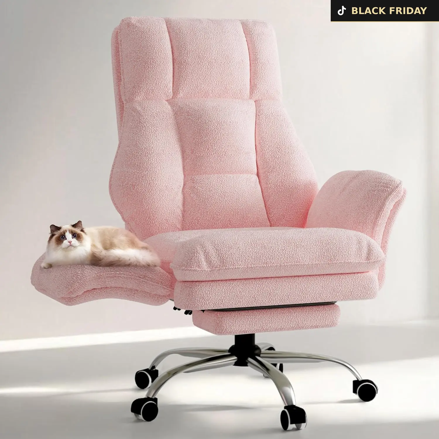 [Black Friday] Big and Tall Ergonomic Office Chair - Flip-Up Armrests, 38.6" Wide Seat with Easy-Clean Fabric & Velvet Accents, 360° Swivel Ease, Reclining, Footrest, Cross-Legged Support, Pet-Friendly, Assembly Required, Bifma-Certified Metal Base