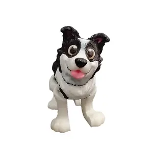 Border Collie Dog 3D Printed Articulating Figurine with Detailed Features and Lifelike Design
