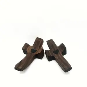 2Pcs Wooden Cross Decorations -Easter Basket Essentials Cross Fidget for Anxiety Relief, Altar Religious Decorating Ornaments Set Art Christmas Gifts Decorative  Multi-functional Spiritual Symbols for Home & Office,