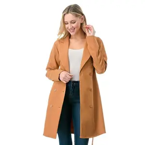 Oversized Solid Belted Blazer - Long Sleeve, Loose Fit, Button Closure, Casual & Elegant Style, Polyester Blend, Fitted Design, Minimalist Women's Wear