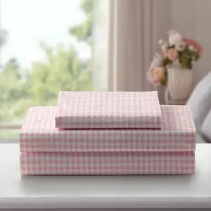 Laurel & Mayfair Full Gingham Print Sheet Set Pink