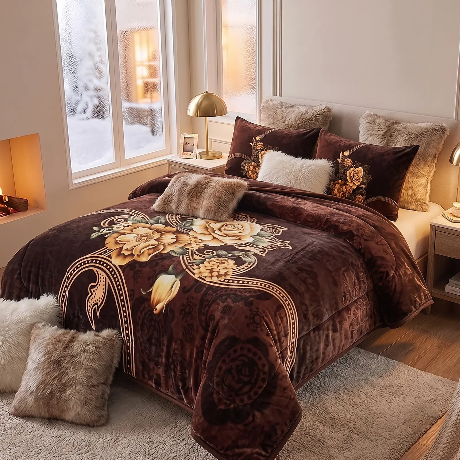 3 Piece Warm and Breathable Queen King Cal-King Comforter Set with Premium Polyester Microfiber for Supremely Breathable Warmth, Floral