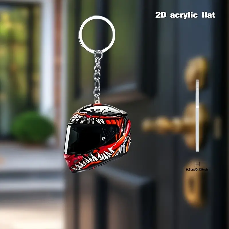 Classic Motorcycle Helmet Acrylic Keychain, Cool Keychains, Charismatic Keychain, Vintage Extreme Sports Pendant, Bag and Car Key Decoration, Key Chain Decorations, Christmas Party Gift