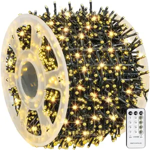 Christmas String Lights, 66FT 200 LED Connectable Green Wire 8 Modes String Lights, Waterproof Christmas Lights for Indoor Outdoor Patio Party Wedding Decorations, Warm White