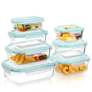 Glass Food Storage Containers with Lids,7 Pack Glass Tupperware, Airtight Meal Prep Containers Glass, Microwave/Oven/Freezer/Dishwasher Safe Lunch Box Containers