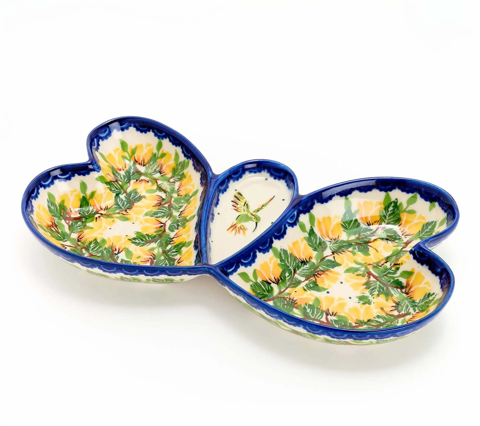 Lidia's Polish Pottery Hand Painted Butterfly Divided Platter