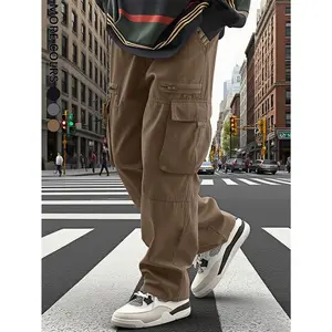 Men's Flap Pocket Cargo Loose fit Pants, Street Fashion Trousers for Daily Wear Men's Bottoms for All Seasons, Casual StreetStyle Clothing, Menswear, Clothe, Casual Streetwear Trousers, Casual Comfy Trousers