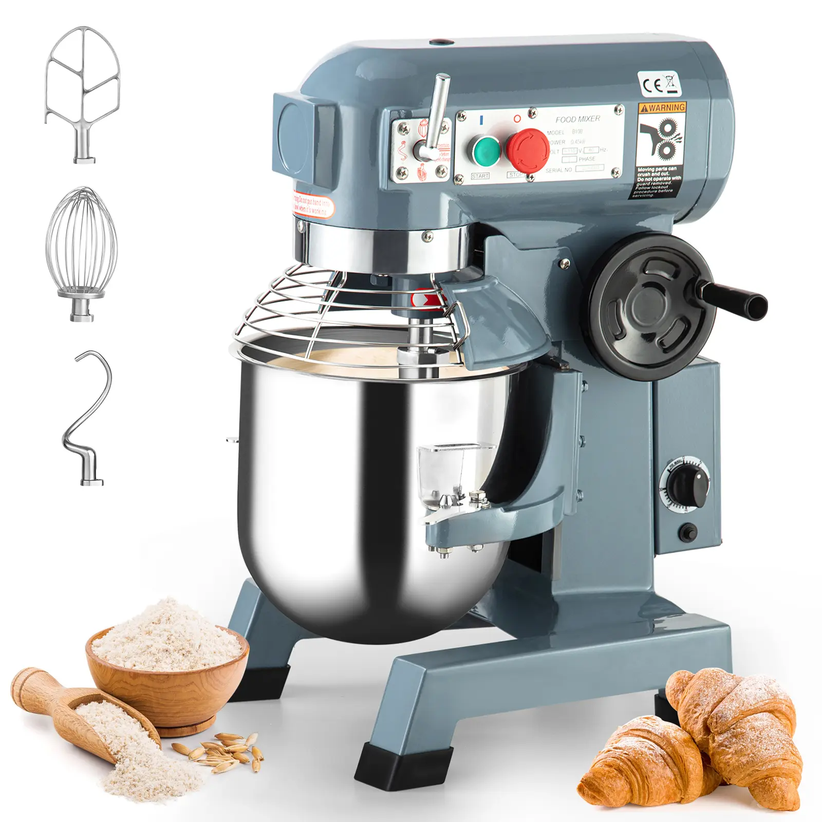 30QT/15QT Commercial Food Mixer, Powerful 1250W/600W Motor, Adjustable 3 Speeds, with Stainless Steel Bowl & Attachments, Reliable Performance with Safety Guard, Dough Stand Mixer for Bakeries, Kitchens, for Commercial Or Home Use
