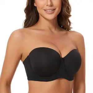 SWATOM Strapless Multiway Bra for Large Breasts, Plus Size Push Up Lightly Lined Underwire Full Coverage Padded Bra with Stay-in-Place Fit, Worry-Free Support, Breathable Side Wings & Removable Convertible Straps