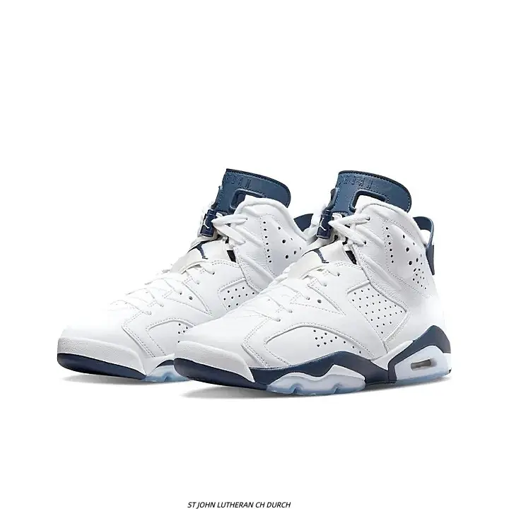 White Navy Blue Leather High Top Basketball Sneakers Visible Air Cushion Clear Transparent Outsole