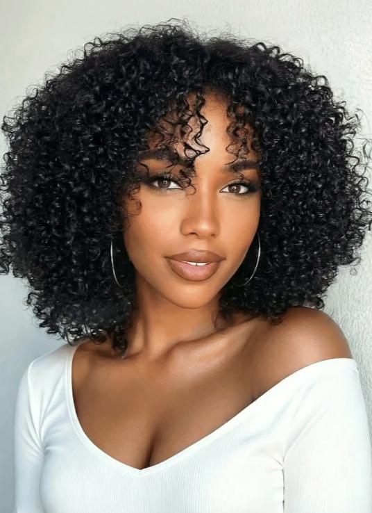 UNice 250% V Part Fluffy Kinky Curly Wig wiht Burmese Curly Layer Gluless Human Hair Wigs No Leave Out Beginner Friendly #SpringStatements