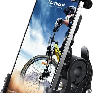 Lamicall Bike Phone Holder, Motorcycle Mount - Motorcycle Phone Holder, Handlebar Cell Phone Clamp, Scooter Phone Clip Gifts for iPhone 17 Air Pro Max, 16 15 Plus, S20, 4.7 to 6.8" Smartphones