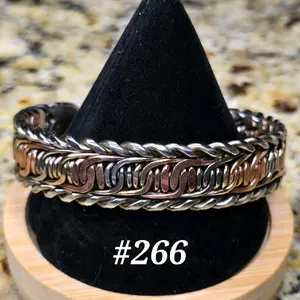 #266 Pure Copper SS SB  7 1/2" x 3/4"   Hand-Woven Cuff Bracelet  Handmade Artisan Jewelry Unisex Gift Ready Open Cuff Design Comfortable Daily Wear