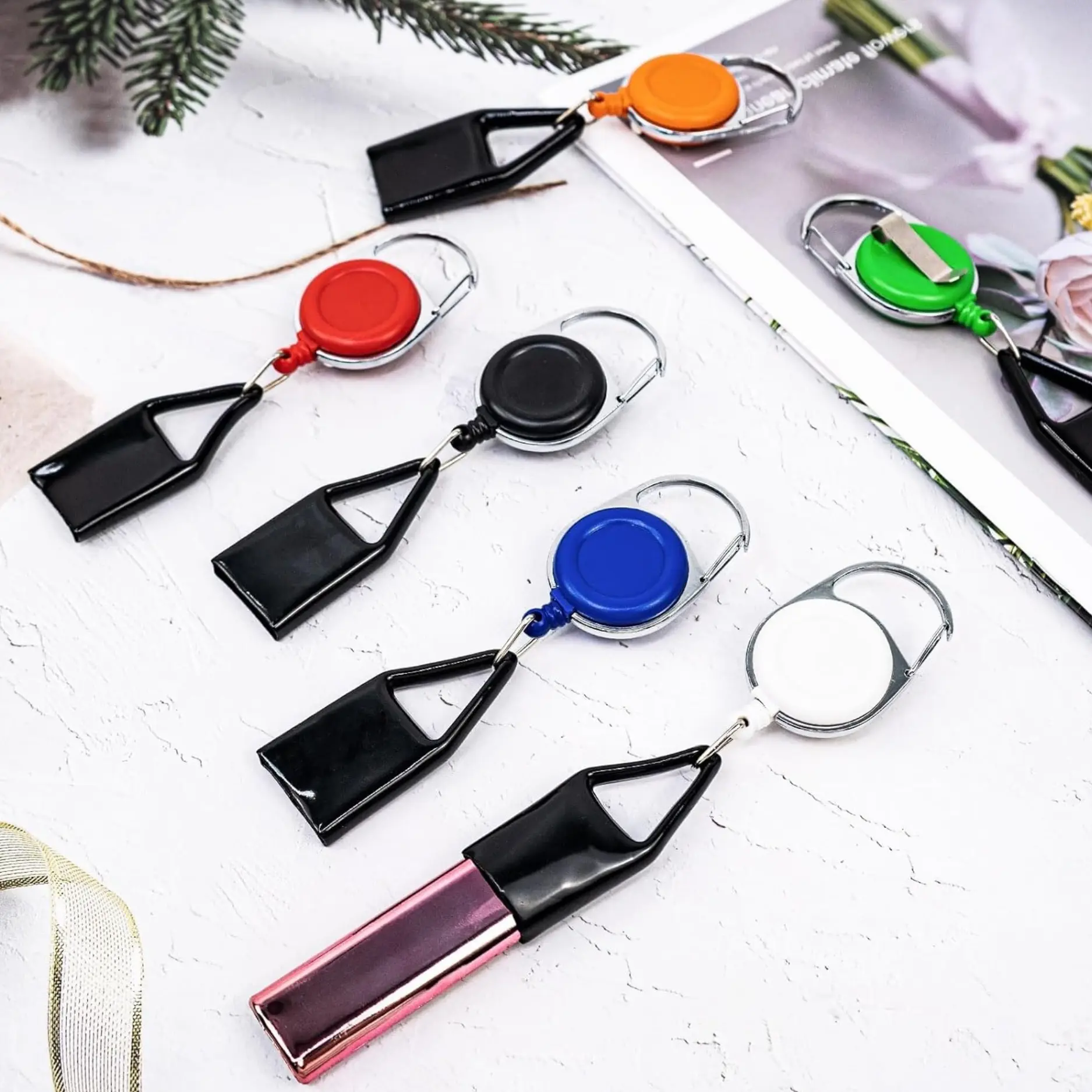 6 Pcs Durable Retractable Lighter Leash Keychain Holders with Clip - Everyday Carrying Lighters Accessory, Easy-to-Spot Bright Colors Strap, Fits Most Standard Lighters Cover for Home Organization
