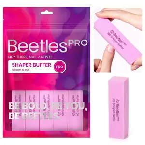 Beetles Professional Nail Buffer Sanding Block 100 Grit 4-Sided Nail Buffers Blocks Nail File Pink for Nail Art Manicure