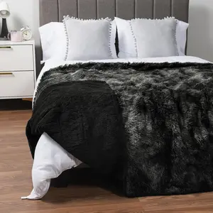 Black Fluffy Bed Blanket,  Size, Fuzzy Plush Warm Large Blanket for Couch Sofa, Super Soft Thick Faux  Sherpa, Tie-Dye, 90x108