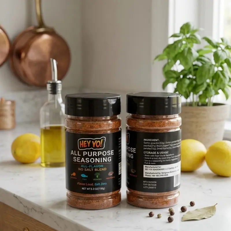 HEY YO! Salt-Free All-Purpose Spice Blend, Garlic and Herb Seasoning, 150g (5.3 oz) Jar - Versatile Cooking Flavor Enhancer That Adds Variety & Boosts Taste Upgrade